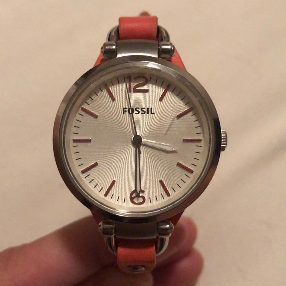 Georgia Fossil Watch- Coral/ Genuine Leather